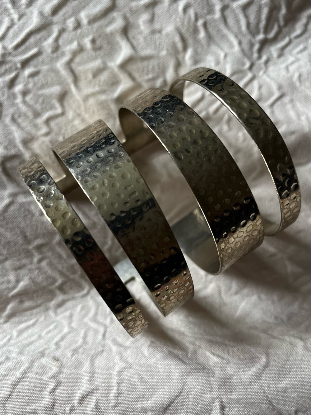 Hammered Metal Spiral Cuff Bracelet Set